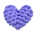 Hand-knitted heart shaped pillow in purple thick cotton yarn for home decoration - Light Purple
