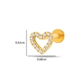 Gold heart titanium labret stud earring with sparkling zircon halo, 6.2mm x 6.8mm size - Heart Shape Style (589-5# Gold)
