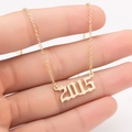 Gothic style 2015 year number pendant necklace in polished gold finish for women - 2015 / Gold
