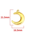 Polished gold stainless steel crescent moon pendant with 21.5mm by 16.5mm dimensions - Gold Polished Moon 16.5mm