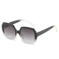 Oversized polygonal sunglasses with black to clear gradient frames and grey lenses - Universal Specification / Black Frame Transparent Legs Gray Lens