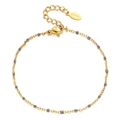 Detail of gold stainless steel chain with grey beads and heart engraved extension tag - Gold Grey