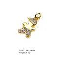Gold star-moon bear pendant with white cubic zirconia for necklaces and bracelets - Gingerbread Man