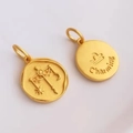 Golden Libra zodiac pendant charm with double-sided engraving and polished finish - Libra - H-11210