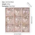 Set of 9 transparent 8cm Christmas balls with white reindeer and snowflake patterns - White