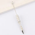 DIY beadable pen with gold heart patterns on a white body and metallic finish - 8# Pattern (Heart Spots)