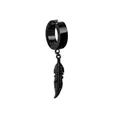 Fashionable punk style black matte feather drop earrings for men and women - Feather / Ear Clip (Non-Pierced) / Black