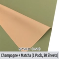 Waterproof two-sided flower wrapping paper in champagne and matcha green 56x56cm 20 sheets - Champagne + Matcha