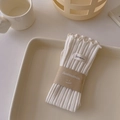 White cotton ribbed crew socks with brand label and paper wrap packaging - Single Pair / Cream