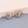 Polished silver irregular V-shape stainless steel geometric earrings for women - Silver Style K7-37
