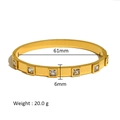 Detail of 6mm gold stainless steel bangle with square cubic zirconia and 61mm diameter - Square Zirconia Style (HF-B5109-G)