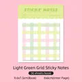 Minimalist light green plaid sticky notes with 30 sheets in Peach Oolong series - Light Green Grid