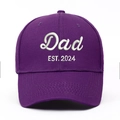 Washed purple baseball cap featuring white Dad EST. 2024 embroidery on front - Adjustable / Purple