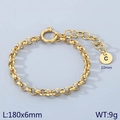 Bracciale a catena in acciaio inossidabile 18k con ciondolo lettera C e chiusura a molla - Oro - Lettera C (KB186366-Z)