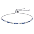 S925 sterling silver tennis bracelet with alternating blue and white cubic zirconia - Machine-made Tennis Chain 2mm Blue And White Electroplated Gold Finish Approx. 3.17g.