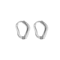 Orecchini a cerchio a onda in argento lucido con finitura opaca testurizzata - 10mm / 10mm Sabbiato Argento