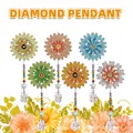 Set of 6 colorful DIY 5D diamond painting sun catchers with crystal glass heart pendants - DZ-32 Sunflower Series