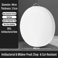 White round PE cutting board, 48cm diameter and 3.5cm thick, with durable metal handle - Diameter 48cm * Thickness 3.5cm / White