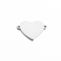 Ciondolo a cuore in argento lucido con doppio foro per gioielli fai-da-te - Color Acciaio / Burattato