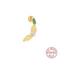 Macro shot of 925 sterling silver curved cartilage stud with colorful zircon fruit pattern - Banana