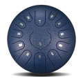Deep blue matte finish 13-note steel tongue drum with golden numbered musical scales - Navy Blue - Maple Leaf (12 Inch 13 Notes)