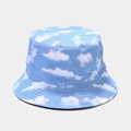 Detailed view of tie-dye bucket hat featuring blue sky pattern and precision stitching - M (56-58cm) / Blue Sky White Clouds Single-Sided Style