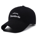 Casquette de baseball en coton délavé noir avec broderie blanche California Standards - Réglable / Noir