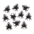Set of 10 black spider charms for DIY jewelry making with metallic finish on white back - Style 7 Black 13x18mm