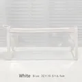 Minimalist transparent PVC storage bag with white trim and circular ring zipper 22x10.5cm - White