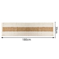 Boho-style beige and tan woven cotton linen table runner with fringes 30x180cm - Brown Center with Cotton Sides Table Runner
