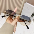 Occhiali da sole da donna senza montatura con lenti sfumate e montatura in metallo oro - Montatura Oro Grigio Marrone (Blu Giallo)