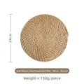 Round 24cm natural jute woven heat resistant placemat 130g durable dining table mat - 24cm Round