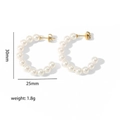 Ins-Style 30mm goldene Perlenohrringe mit 25mm Breite und leichtem 1,8g Design - Perle mit Goldperlen Ovaler Stil (TE6033-2) / 30x25MM