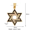 Golden micro-pave hexagram pendant with black enamel and zircons for DIY jewelry - Gold Hexagram