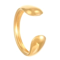 Minimalistischer, 18K vergoldeter C-Ring aus Edelstahl mit hochglanzpoliertem Finish - Symmetrischer Wassertropfen Offener Stil (3223)