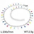 Cavigliera in acciaio inossidabile argento con ciondoli in smalto colorato e moschettone - Multicolore (KJ4073-Z)
