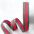 Red and green striped Christmas ribbon with gold metallic edges for DIY gift wrapping - 1.5cm Wide [Regular] 25 Yards Long