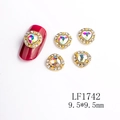 Dijes de uñas corazón cristal AB con marco dorado y circonitas blancas 9,5mm - Estilo de Corazón AB (1742)
