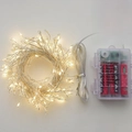 Catena luminosa LED bianco caldo 6m con 200 LED, telecomando e porta batterie - Vano batteria / Filo d'argento