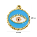 Dettaglio del ciondolo a forma di occhio greco dorato 23x20mm con smalto blu e cristalli - 7005 Occhio del Male in Smalto Blu