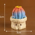 Blue and pink gradient cartoon cactus miniature figurine with height measurements - No. 3 Expression Red Blue