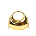 Elegant gold crescent acrylic clutch bag with round metal handle and fine chain strap - Gold