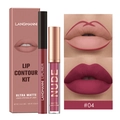 Langmanni #04 Nude Lip Contour Kit with Ultra Matte Liquid Lipstick and Lip Liner Set - 04
