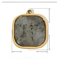 Detailed size specifications of the gold fan-shaped stainless steel pendant with natural stone - YE115-Square Gold Base Gray-Brown Stone