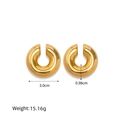 18k gold plated hollow star C-shape earrings with 3.0cm diameter and 0.98cm width - Real Gold Plated Smooth (EL08-5)