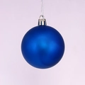 Matte blue Christmas ball ornament with silver cap and string on light pink background - 2cm / Royal Blue Matte (No Cap/String)