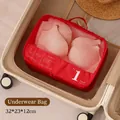 Red polyester underwear storage organizer with mesh lid in beige suitcase - Red-Small (No. 1)