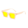 Pink translucent square sunglasses with bright yellow lenses in a stylish thick frame - Jelly Frame Yellow