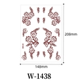 Brown henna floral temporary tattoo sticker W-1438, large 208mm x 148mm waterproof design - Deep Red Symmetrical Floral Design (W-1438S)