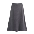 Detailed close-up of dark grey knitted A-line midi skirt with premium fabric texture - S / Grey Skirt
